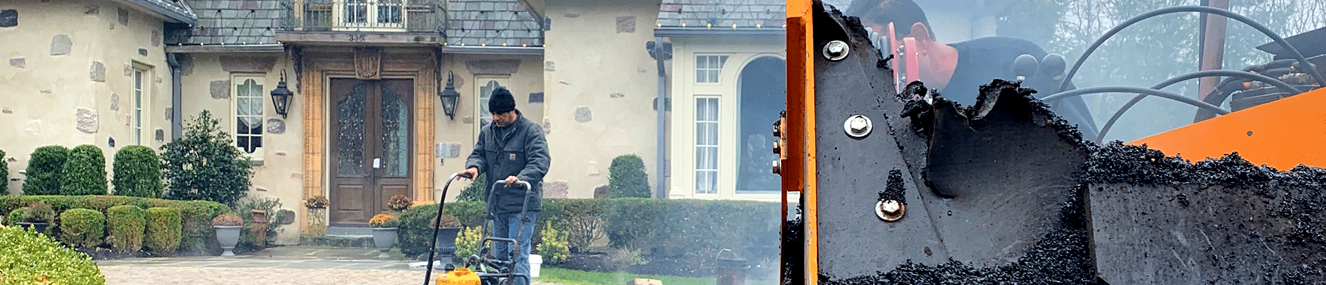 a macchione brothers employee working on home driveway